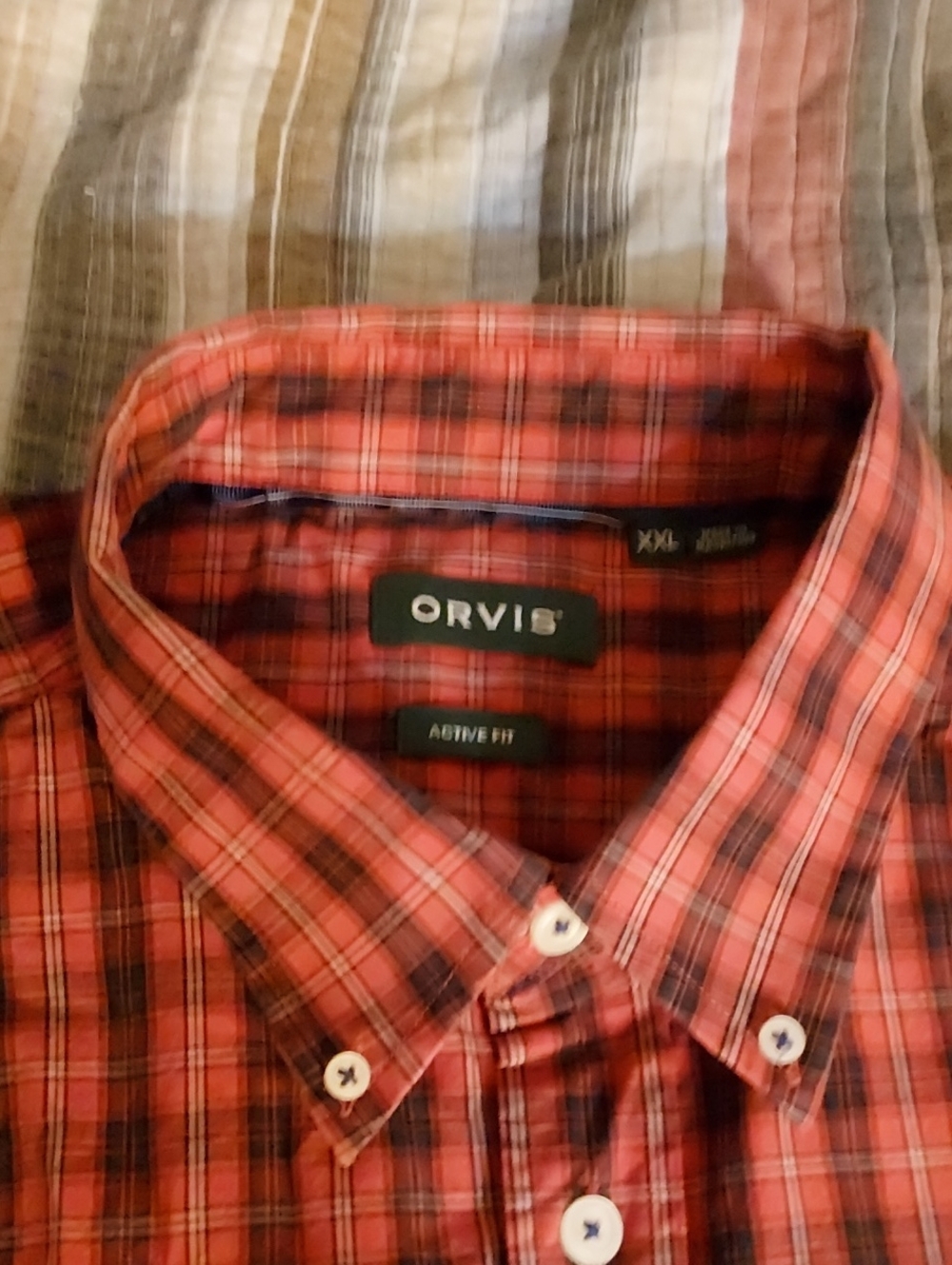 Orvis Red and Black Plaid Button-Down Shirt